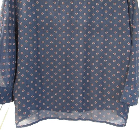 Womens Top Sz M Semi Sheer Button Front 3/4 Sleeve - Picture 9 of 11